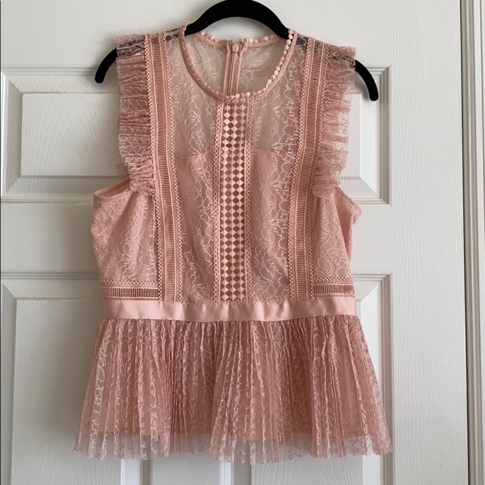 Heartloom Pink Lace Peplum Top